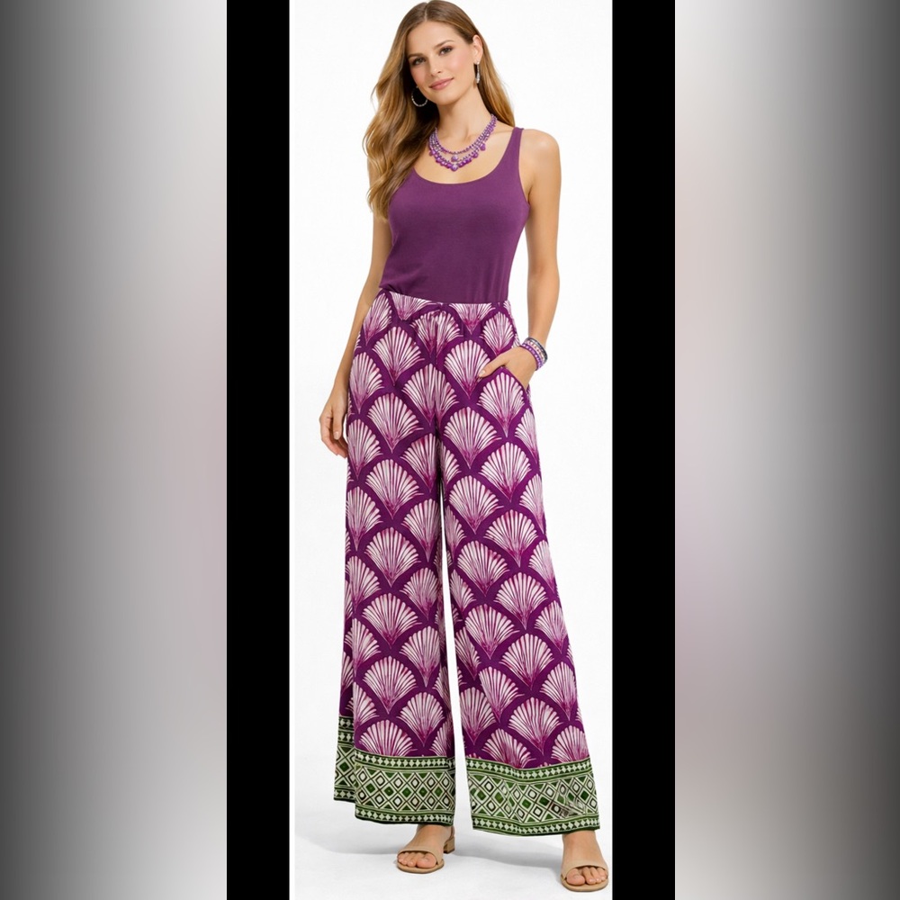 ZARA Purple Coastal Chic Wide Leg